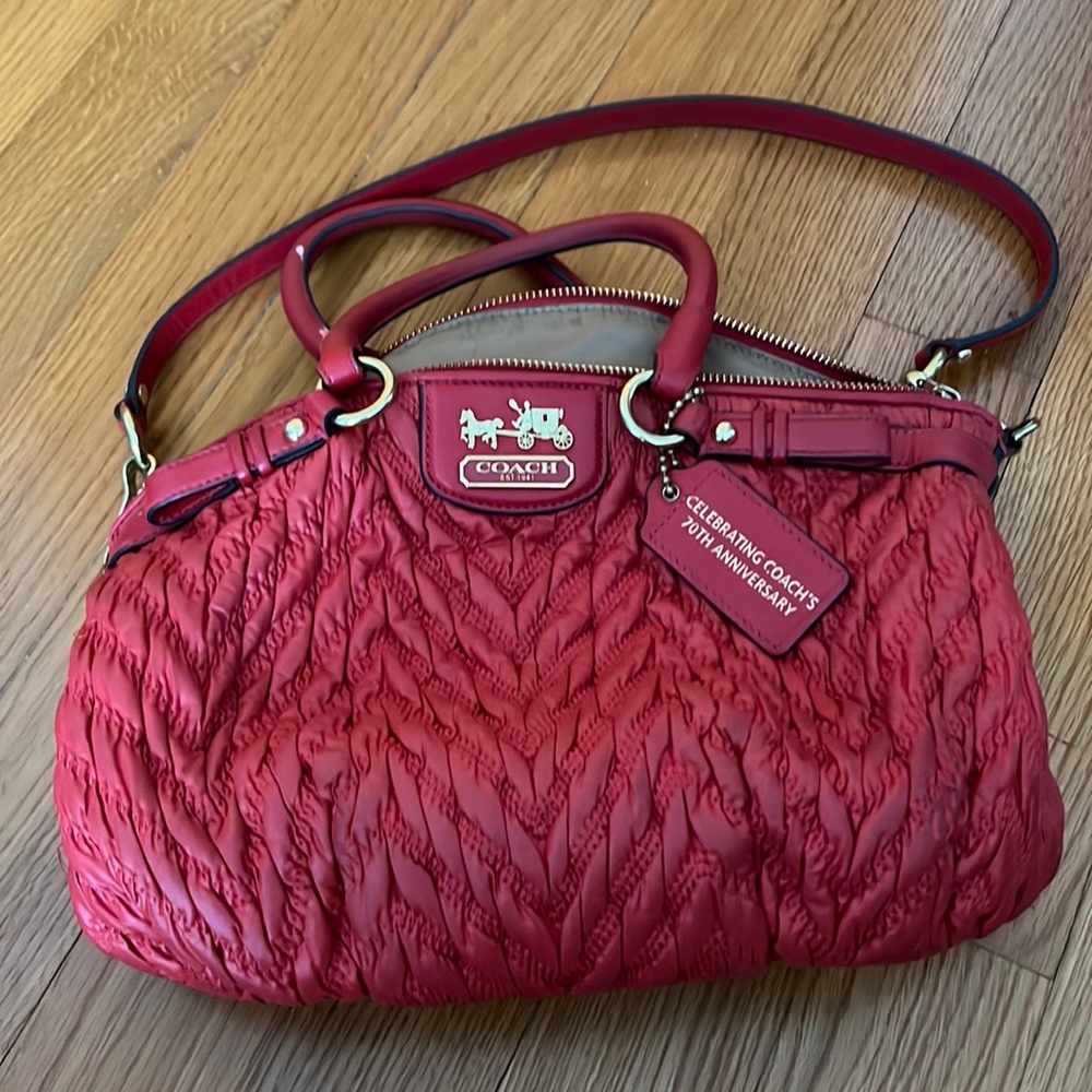Coach red satchel shoulder bag
